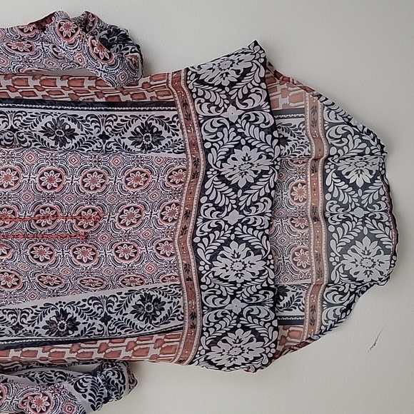 American Rag Orange, Navy & Off White Sheer Boho Print M - Picture 3 of 15